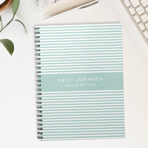 Modern Minimalist Turquoise Stripes Monogram Notebook