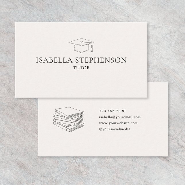 Modern Minimalist Tutor Hand Drawn  Business Card (Creator Uploaded)
