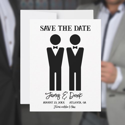 Modern Minimalist Two Grooms  Save The Date