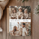 Modern Minimalist Two Photo Christmas Family Holiday Card<br><div class="desc">Share your holiday cheer with this modern minimalist two-photo Christmas card. Featuring a clean design with two customizable photo spaces, elegant typography, and a personalized family name, this holiday card is perfect for showcasing your loved ones. A timeless and stylish way to send warm Christmas greetings to friends and family....</div>