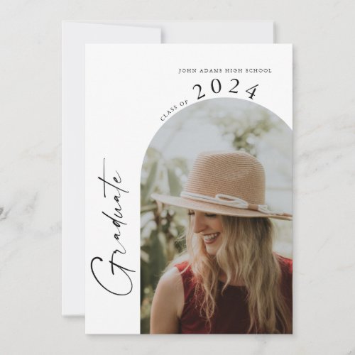 Modern Minimalist Two Photo Graduation Party Invitation