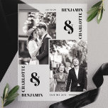 Modern Minimalist Two Photo Save the Date Vellum Invitations<br><div class="desc">Capture the essence of your love story with these modern minimalist two photo save the date vellum invitations. Featuring a sleek black and white design with space for two cherished photos, these invites are perfect for contemporary couples. The translucent vellum adds an elegant and unique touch, making them ideal for...</div>