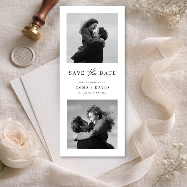 Modern Minimalist Two Photo Wedding Bookmark Save The Date (Creator Uploaded)