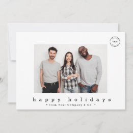 Modern Minimalist Type Team Photo Happy Holidays Holiday Card
