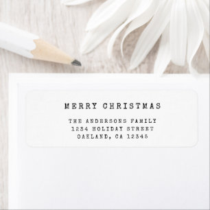 Modern Minimalist Typewriter Merry Christmas Label