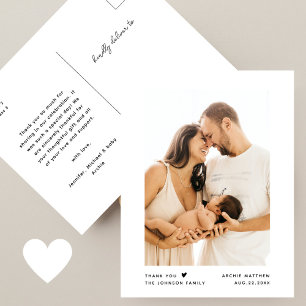 Modern Minimalist Typography Baby Shower Photo Postcard