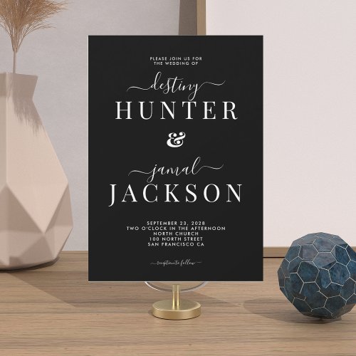 Modern Minimalist Typography Black Wedding Invitation