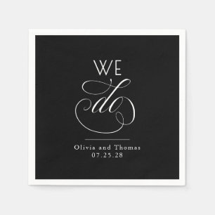 Modern Minimalist Typography Black Wedding We Do Napkins