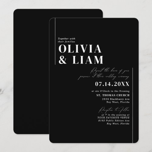 Modern Minimalist Typography Black White Wedding
