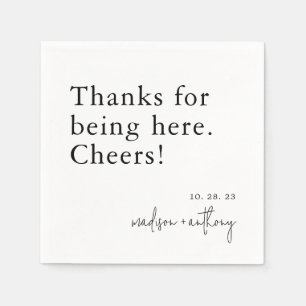 Modern Minimalist Typography Black White Wedding Napkins