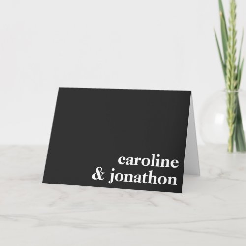 Modern Minimalist Typography Couple Names  Black  Note Card