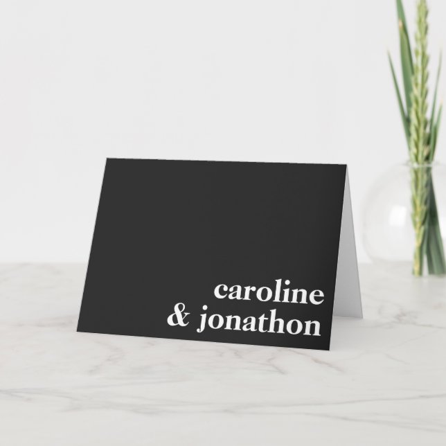 Modern Minimalist Typography Couple Names | Black  Note Card (Front)