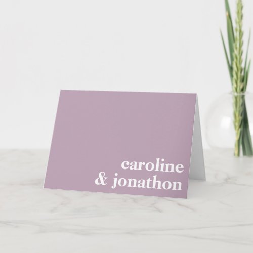 Modern Minimalist Typography Couple Names  Lilac Note Card