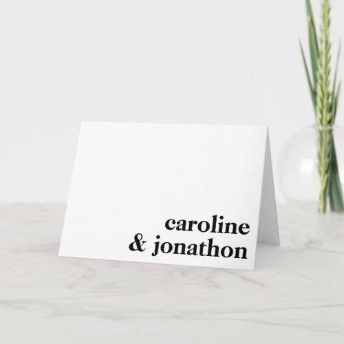 Modern Minimalist Typography Couple Names  White Note Card