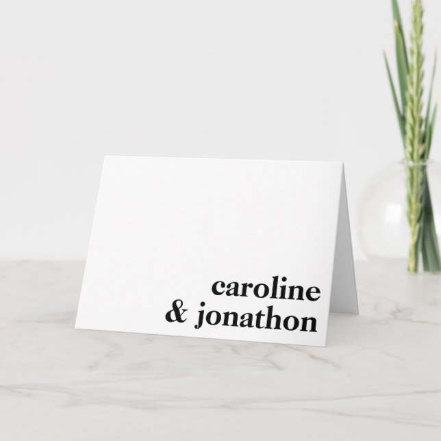 Modern Minimalist Typography Couple Names | White Note Card (Front)