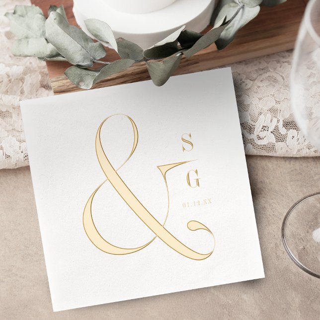Modern minimalist typography couples monogram foil napkins (Modern minimalist typography couples monogram foil napkins)