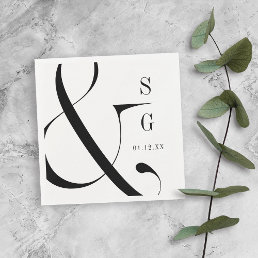 Modern minimalist typography couples monogram napkins