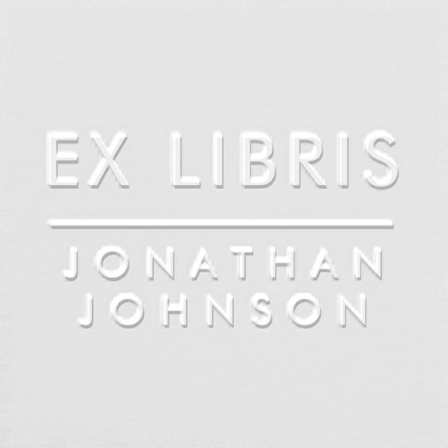 Modern Minimalist Typography Custom Name Ex Libris Embosser (Design)