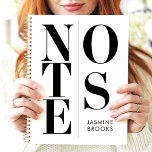 Modern Minimalist Typography Custom Name Notes Planner<br><div class="desc">This sleek and modern design features bold black typography spelling "NOTES" in a contemporary split layout. The minimalist black-and-white color scheme makes it versatile and timeless, while the custom name adds a personal touch. Ideal for professionals, students, or anyone who values clean, elegant aesthetics. Perfect for staying organized or jotting...</div>