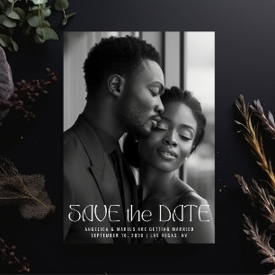Modern Minimalist Typography Full Photo Wedding Save The Date