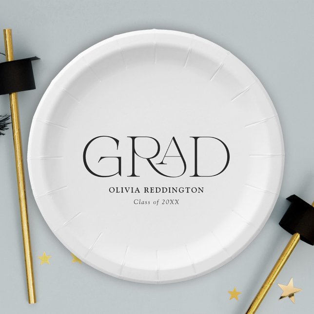 Modern Minimalist Typography Graduation Paper Plates (Creator Uploaded)