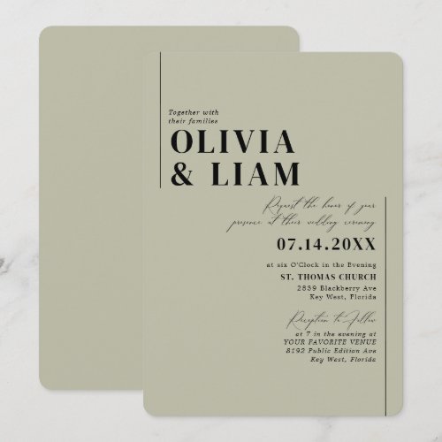 Modern Minimalist Typography Green Sage Wedding