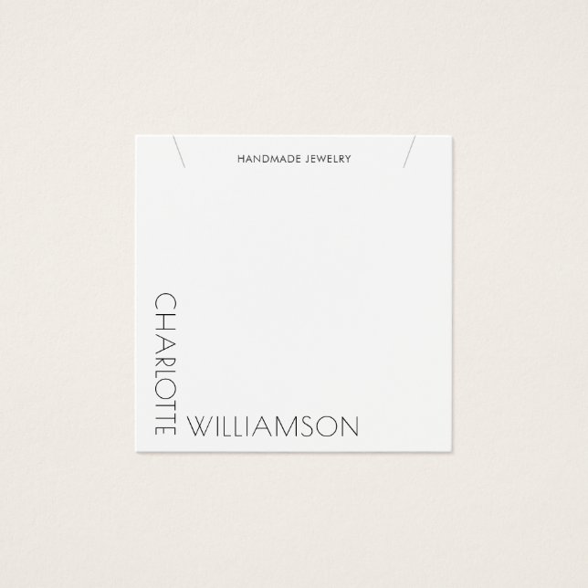 Modern Minimalist Typography Jewelry Display Card (Front)