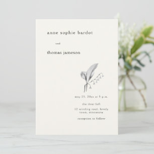 Modern Minimalist Typography Lily Valley Wedding Invitation