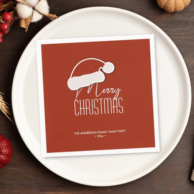 Modern Minimalist Typography Merry Christmas Party Napkins (Creator Uploaded)