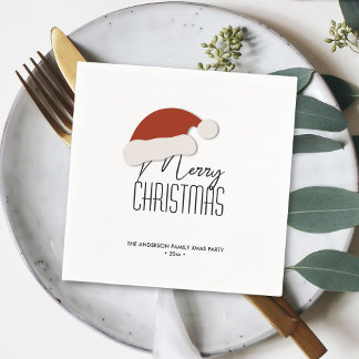 Modern Minimalist Typography Merry Christmas Party Napkins