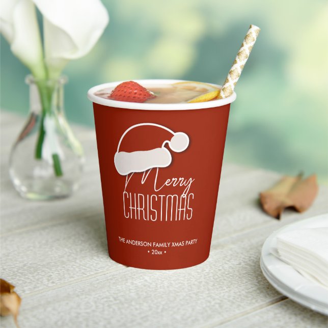 Modern Minimalist Typography Merry Christmas Party Paper Cups (Insitu)