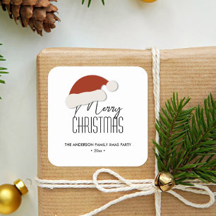 Modern Minimalist Typography Merry Christmas Party Square Sticker