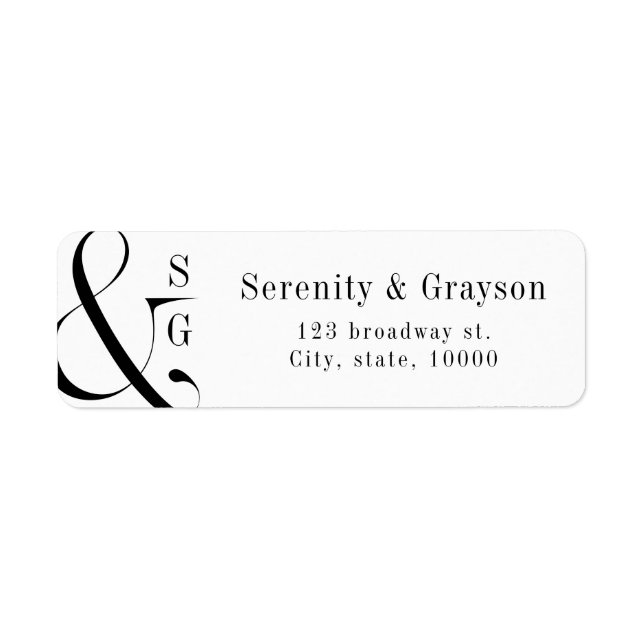 Modern minimalist typography monogram address label (Front)