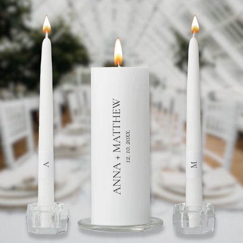 Modern Minimalist Typography Monogram Wedding Unity Candle Set