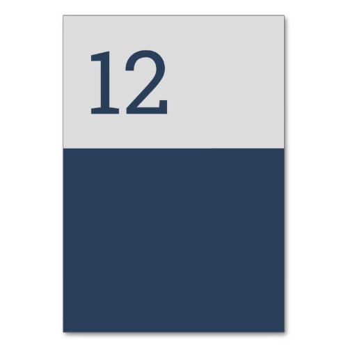 Modern Minimalist Typography Navy Blue Gray Table Number