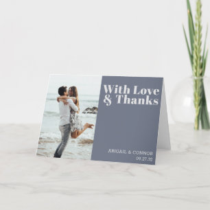 Modern Minimalist Typography Navy Blue Gray Thank You Card