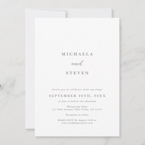 Modern Minimalist Typography No Photo Wedding Invitation
