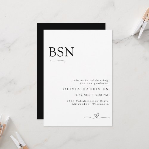 Modern Minimalist Typography Nursing Graduation Invitation