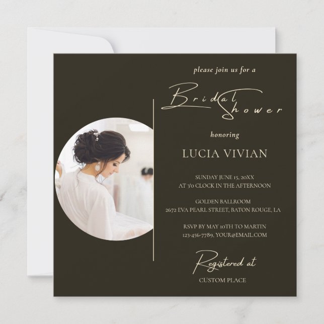 Modern Minimalist Typography Photo Bridal Shower Invitation (Front)