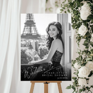 Modern minimalist typography photo Bridal Welcome Acrylic Sign