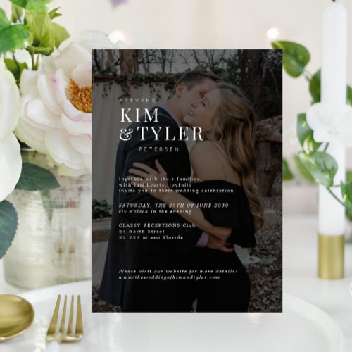 Modern minimalist typography photo wedding acrylic invitations