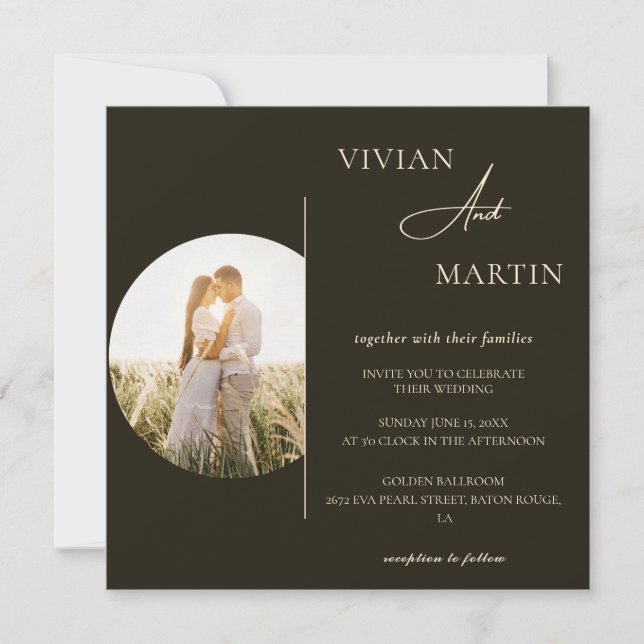 Modern Minimalist Typography Photo Wedding Invitation (Front)