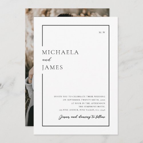 Modern Minimalist Typography Photo Wedding Invitation