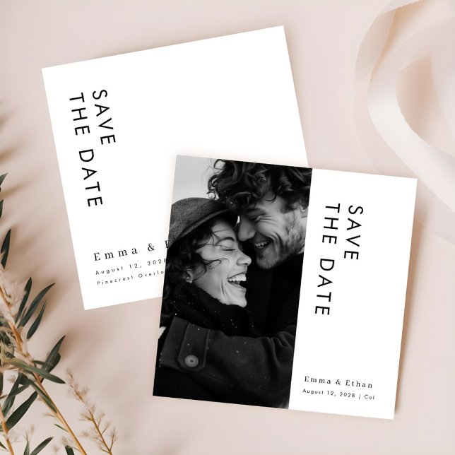 Modern Minimalist Typography Photo Wedding Save The Date (Creator Uploaded)