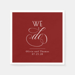 Modern Minimalist Typography Red Wedding We Do Napkins