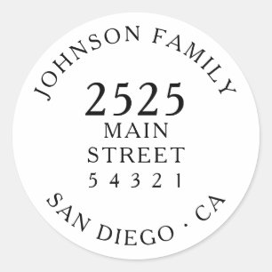 Modern Minimalist Typography Return Address Classic Round Sticker