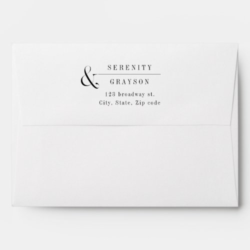 Modern minimalist typography return address envelope