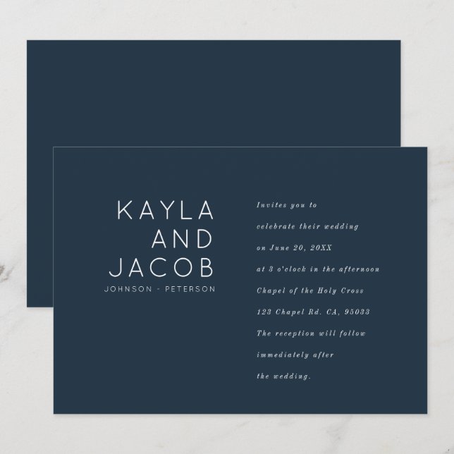 Modern & Minimalist Typography Wedding Invitation (Front/Back)