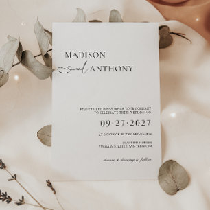 Modern & Minimalist Typography Wedding Invitation