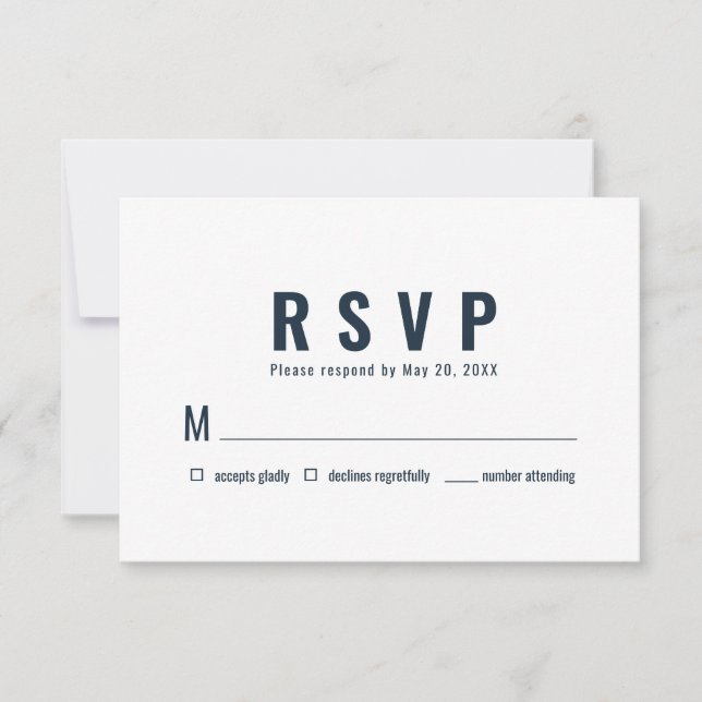 Modern + Minimalist Typography Wedding RSVP Card (Front)